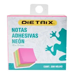 DIETRIX Notas adhesivas Dietrix colores neón 7.5x 7.5 cm con 200 hojas MOD: 8747
