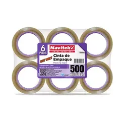 NAVITEK Cinta de empaque uso 500 Navitek transparente 48 mm x 50 m empaque con 6 piezas MOD: 85004805000