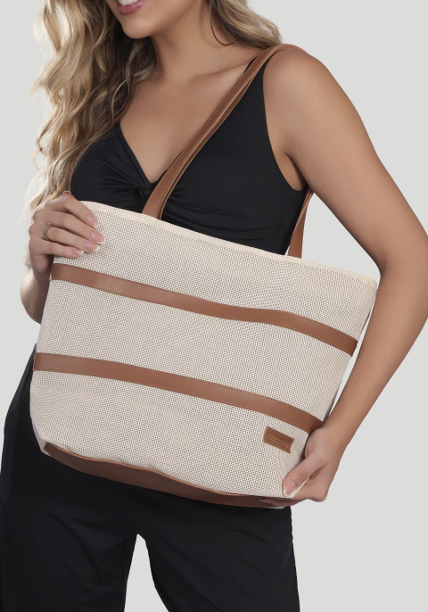 BOLSA SANTORINI FEM 00991 PALHA BEGE / CARAMELO - comprar online