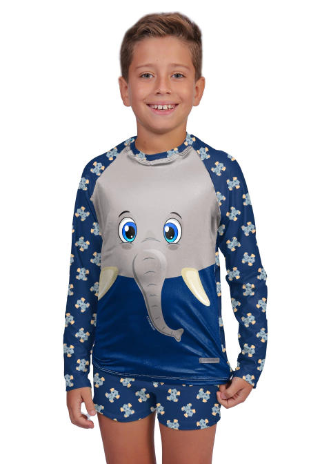 CONJ UNI-DUNI-TÊ INFANTIL 00326 EST ELEFANTE COM PROTEÇÃO UV
