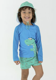 CONJ UNI-DUNI-TÊ INFANTIL 00326 EST DINO BLUE COM PROTEÇÃO UV - comprar online