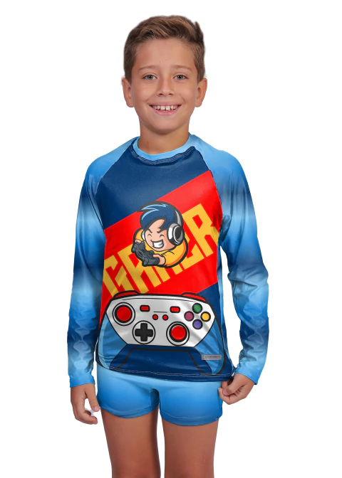 CONJ UNI-DUNI-TE INFANTIL 00326 EST GAMER COM PROTEÇÃO UV - comprar online