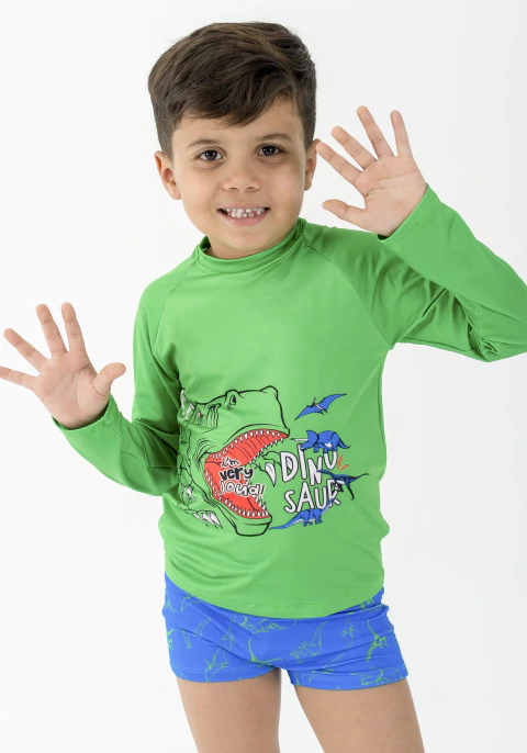 CONJ UNI-DUNI-TÊ INFANTIL 00326 EST JURASSIC KIDS COM PROTEÇÃO UV - comprar online