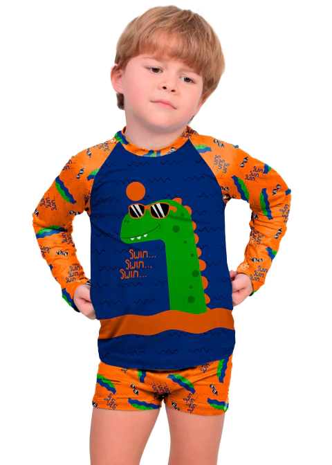 CONJ UNI-DUNI-TÊ INFANTIL 00326 EST MONSTER NESS COM PROTEÇÃO UV