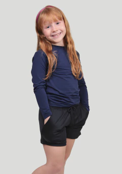 ML INFANTIL LISA 15101 AZUL MARINHO COM PROTEÇÃO UV - Compre roupas com proteção UV na Loja Virtual Litoraneus UV Protection