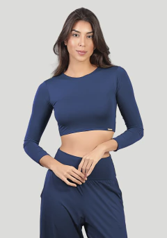TOP CROPPED FEMININO 00948 AZUL MARINHO COM PROTEÇÃO UV - comprar online