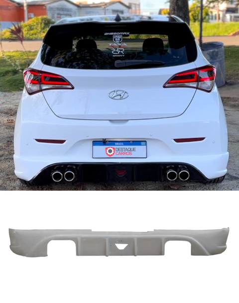 Spoiler Difusor Traseiro Hyundai HB20 2013 até 2019 Saída Escapamento DUPLA Central - Sem Pintar