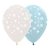 Globo R12 (28 cms) Azul y Cristal con Copos de Nieve. 6 Unidades.