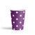 Vasos de Cartón Puntos Blancos sobre Morado Oscuro. 8 unidades