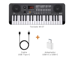 Teclado Digital 37 Teclas Piano Eléctrico Musical Mini Portátil Joy M07 Sensitivo 2 Octavas Con Pantalla Led Para Principiantes - Negro - tienda online