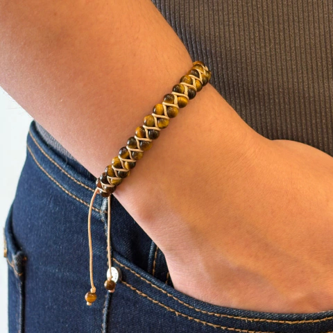 Shamballa Doble Trenzado Ojo de Tigre