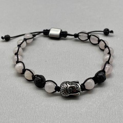 Shamballa Cuarzo Rosa y Lava Volcanica con Buda N6