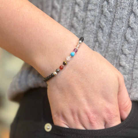 Siete Chakras con Onix 4 con Cierre de Plata 925 - comprar online