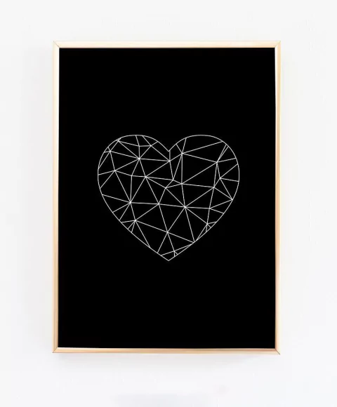 Cuadro Geometric Heart Black