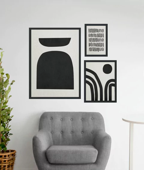 Set x3 Abstract Dark #3010