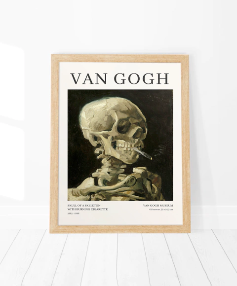 Cuadro Skull Of A Skeleton With Burning Cigarette