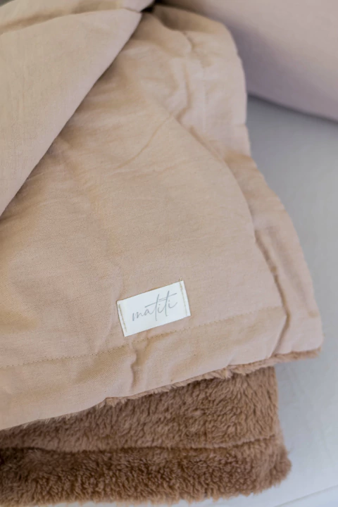 Manta Doble de Corderito - Tostado - comprar online