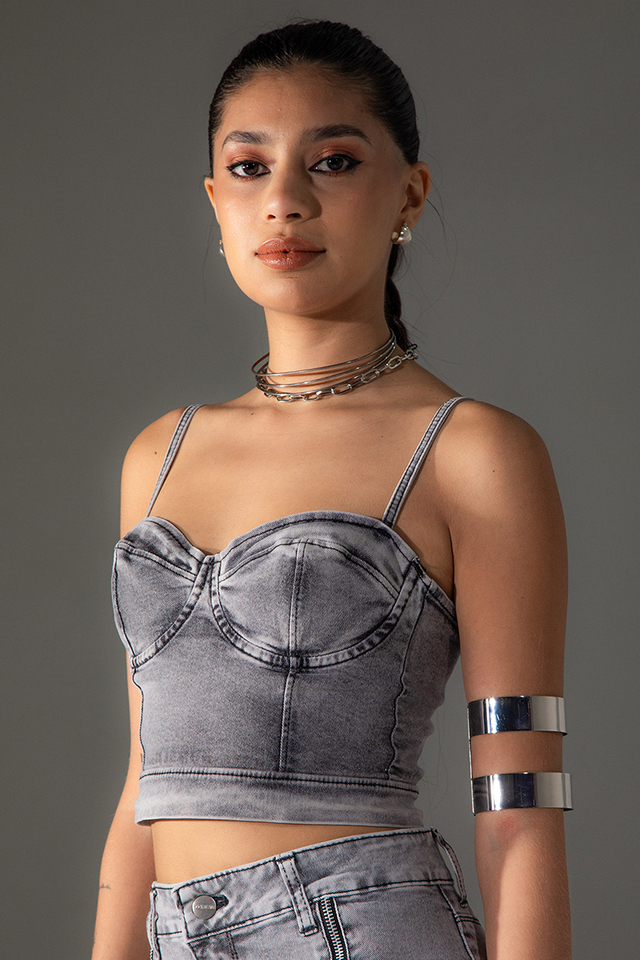 Bustier Rouxurie X Rockjeans Gris thumbnail 2