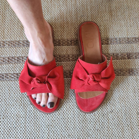 Sandalia Hortensia gamuzón rojo