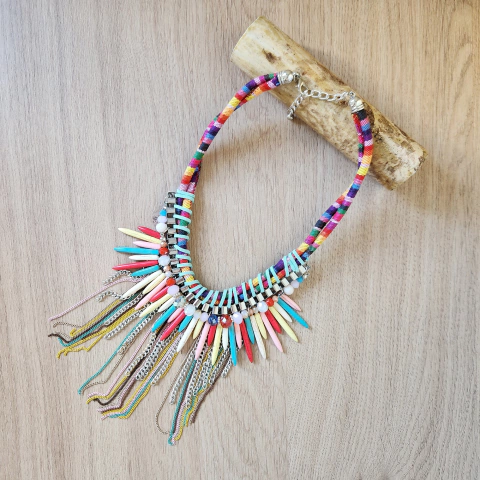 Collar Autora rojo y celeste - comprar online
