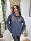 camisa deni bordada