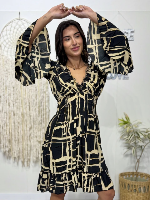 Vestido Corto Begonia Mangas - Shanti Hippie Chic