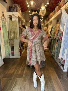 vestido corto cruzado algodon - Shanti Hippie Chic