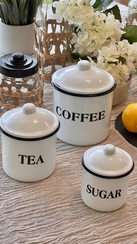 Set de frascos enlozados Coffee/Sugar/Tea