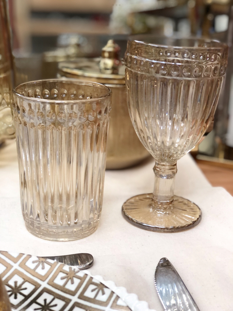 Vaso rayado alto color Champagne