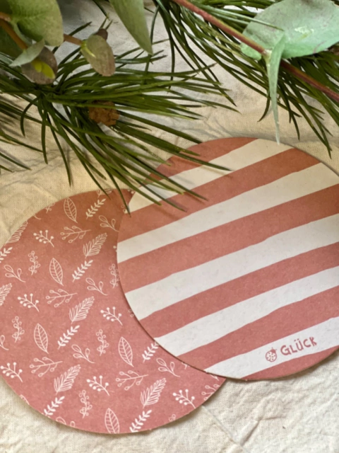 Set x 8 Posavasos Rayas y Hojas Rosas.