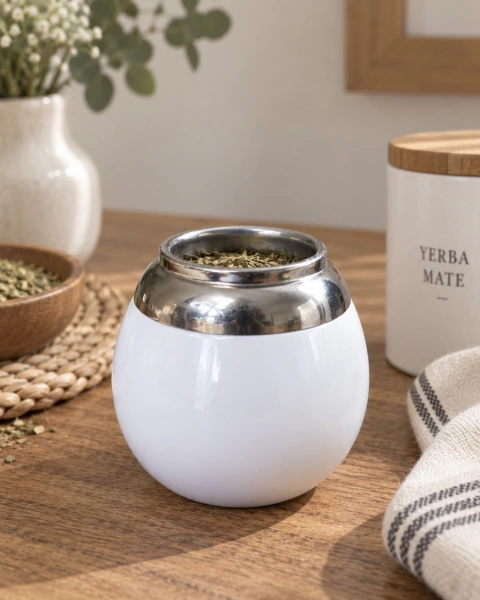 Mate de cerámica blanco