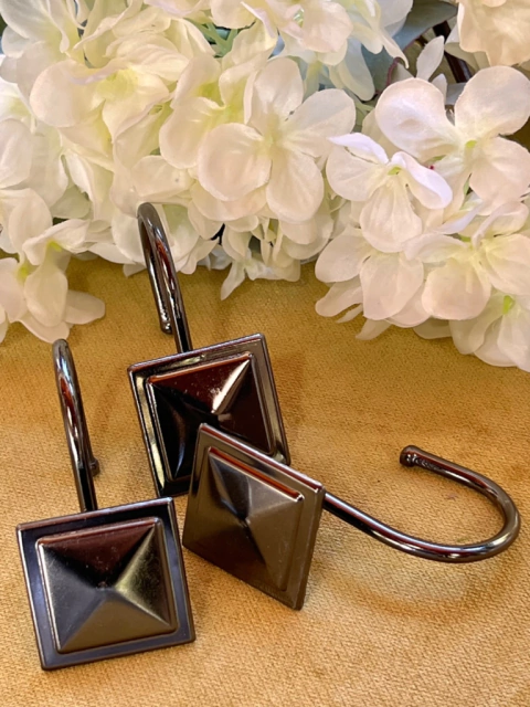 Ganchos de cortina cromados Cuadrado