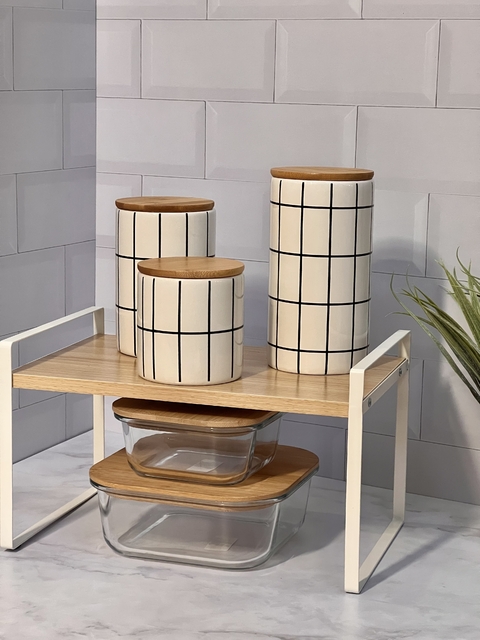 Estante Bamboo y Metal Blanco