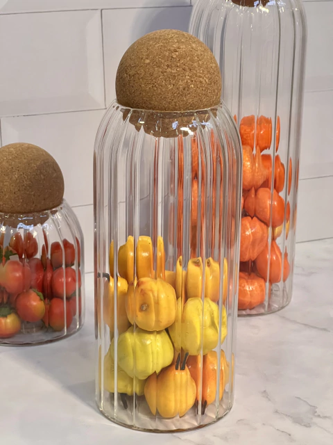 Botella Vidrio Rayas Tapa Corcho 1000 ml