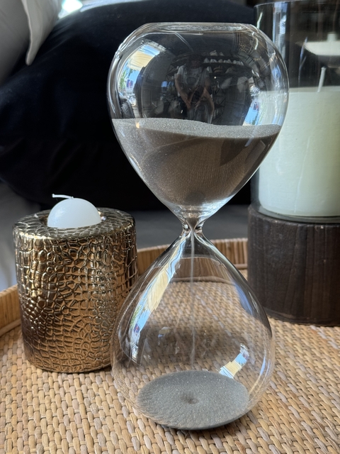Reloj de arena gris mediano 24x11 cm