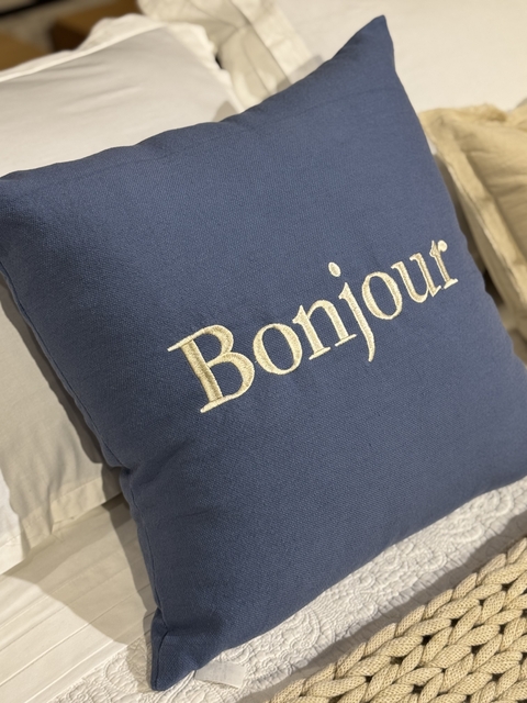 Almohadón Bonjour azul - comprar online