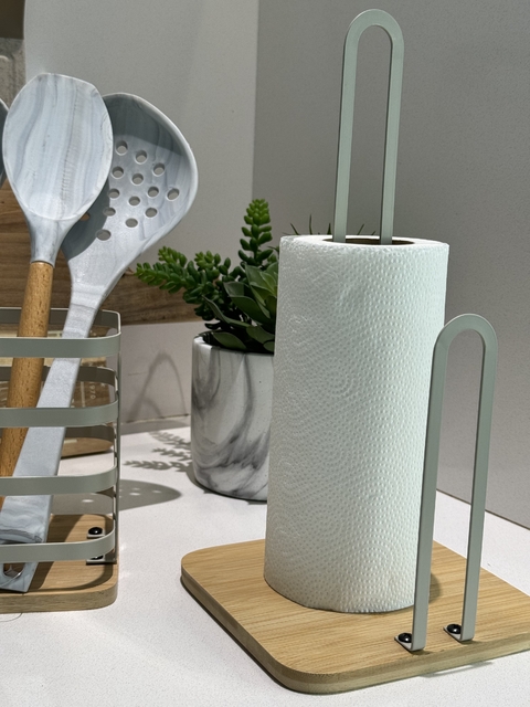 Porta Rollo Gris y Bamboo