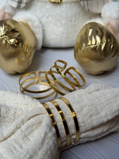Set x 6 servilleteros metal líneas dorado - tienda online