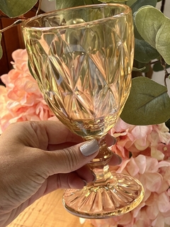 Set x 6 copas vino vidrio dorado c/ rombos