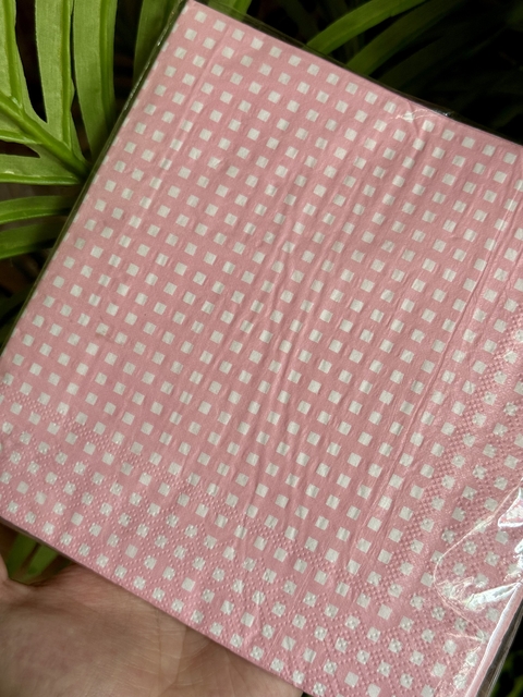 Servilletas papel rosa cuadritos blancos - comprar online
