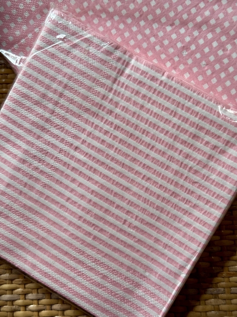 Servilletas papel rayas blanco y rosa - comprar online
