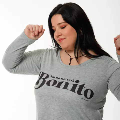Remera Eugenia ML /Bonito gris