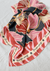 Pañuelo mediano de seda- flores Rosa - comprar online