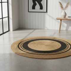 Alfombra De Yute 90cm Líneas Redonda - comprar online