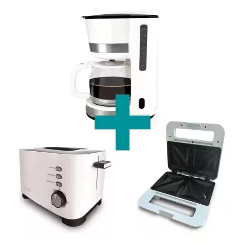 Combo desayuno Smart Tek Cafetera + Tostadora + Sandwichera