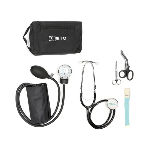 Kit enfermeria Completo Femmto tensiometro manual aneroide estetoscopio Tijeras Lazo esfingomanometro de Palma