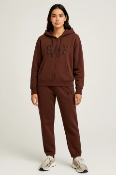 Conjunto Moletom GAP Feminino Zíper Marrom - GAP08- Tamanho P - comprar online