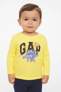 Camiseta Manga Longa Gap Amarelo Dinos - GAP06 - Tamanho 3 anos - comprar online