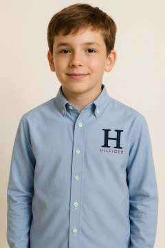 Camisa Tommy Hilfiger Azul Claro - TH7712 - Tamanho 12 - 14 anos - comprar online