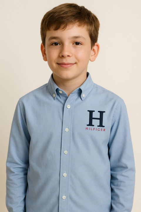Camisa Tommy Hilfiger Azul Claro - TH7712 - Tamanho 12 - 14 anos - comprar online